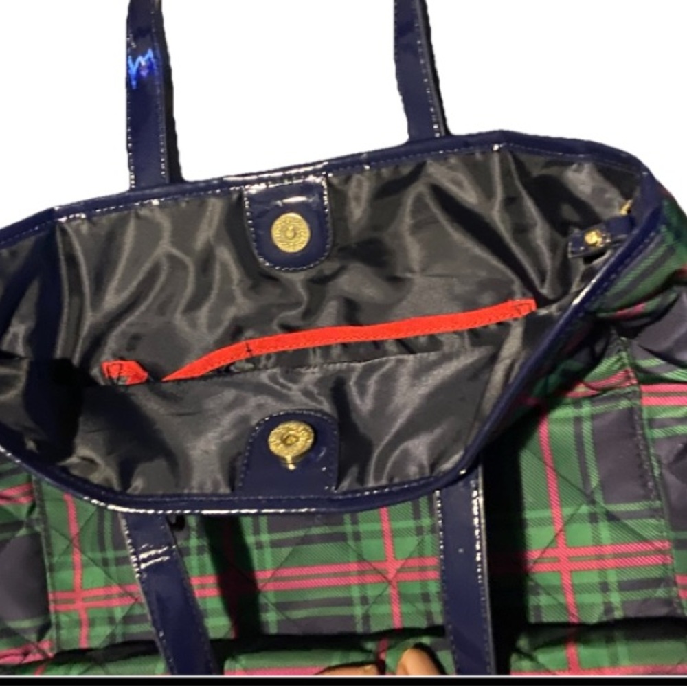 Tommy Hilfiger Blue and Green Plaid Tote - Picture 9 of 9